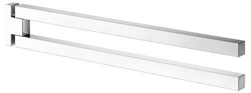 Moderner Handtuchhalter mit zwei parallel verlaufenden, quadratischen Rohren in glänzendem Chrom-Finish, ideal für zeitgenössische Badezimmer.